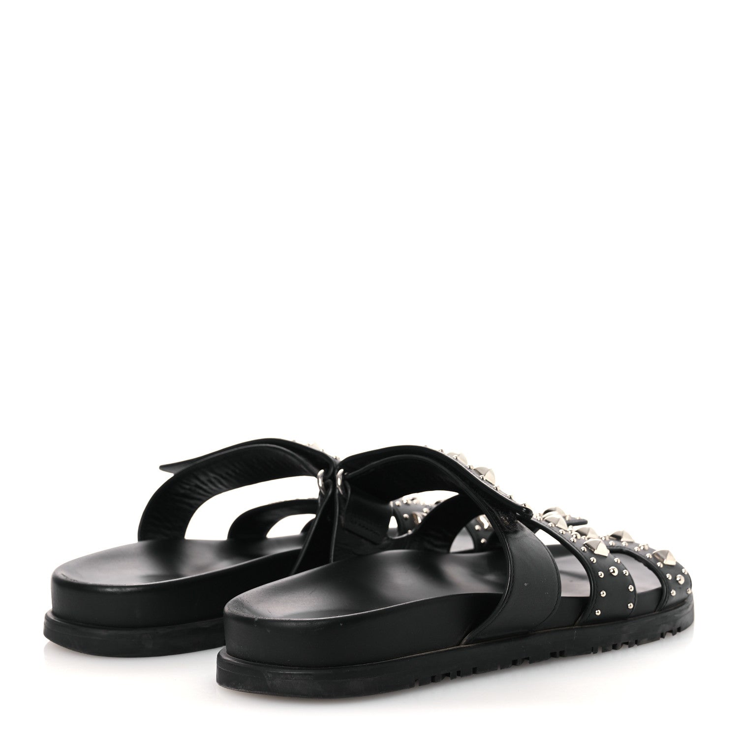 Hermes Calfskin Medor Studded Womens Chypre Sandals 38.5 Black 5 of 13