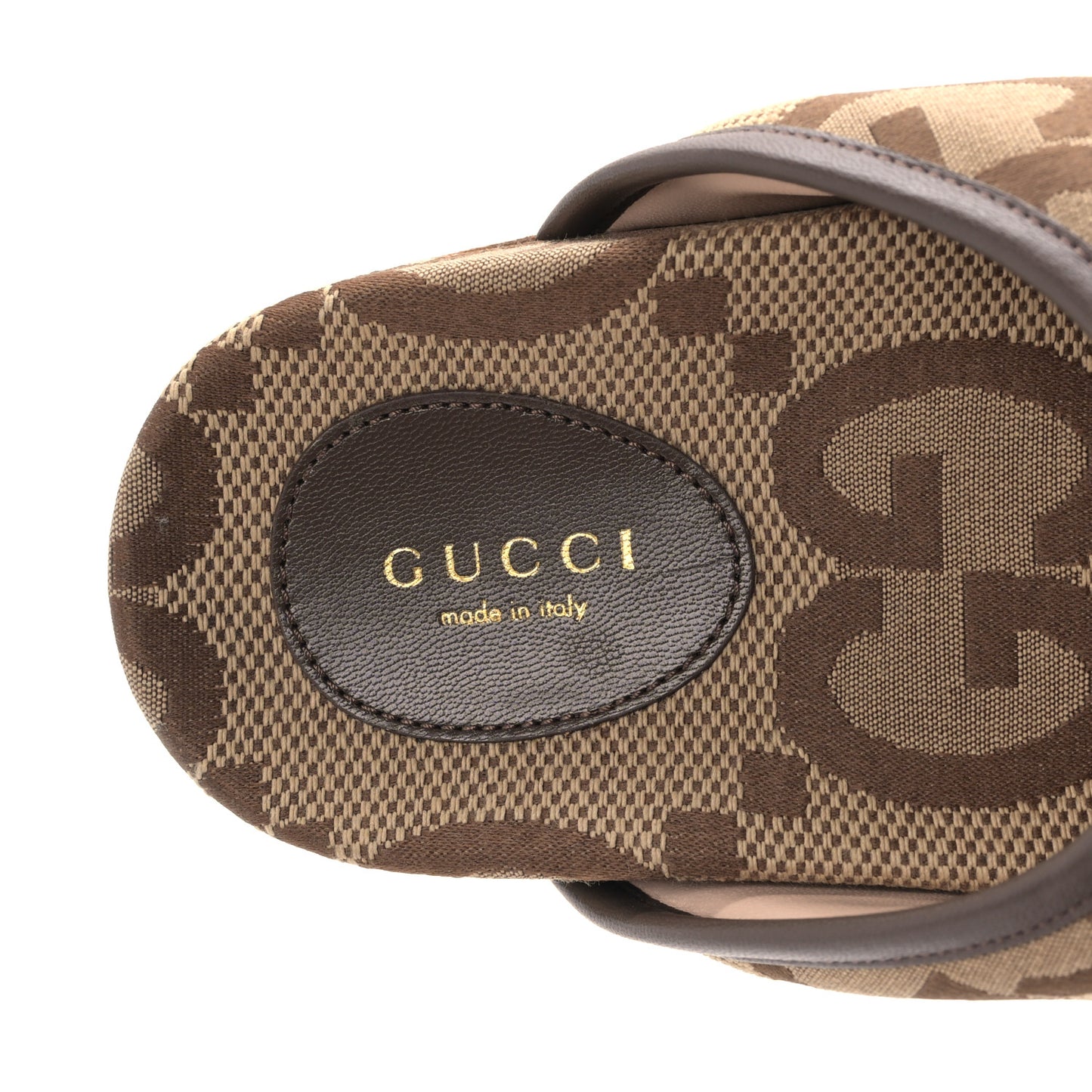 Monogram Jumbo GG Nappa Samoa Platform 40mm Slide Sandals 38 Camel Ebony New Acero