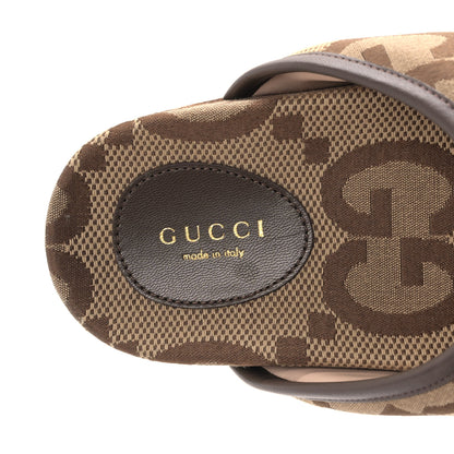 Gucci Monogram Jumbo GG Nappa Samoa Platform 40mm Slide Sandals 38 Camel Ebony New Acero 8 of 9