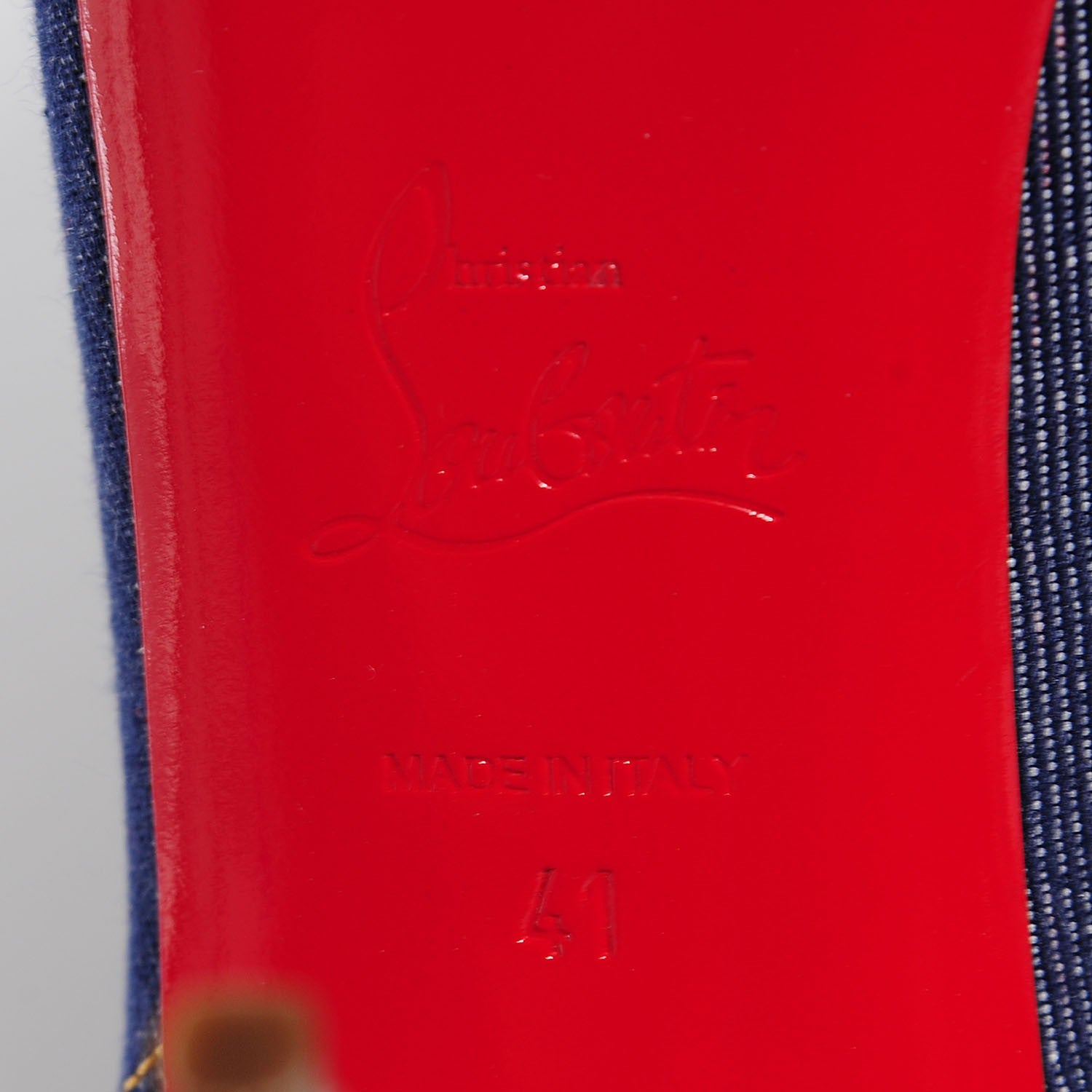Christian Louboutin Denim Private Number 120 Pumps 41 Blue White 6 of 6