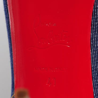 Christian Louboutin Denim Private Number 120 Pumps 41 Blue White 6 of 6