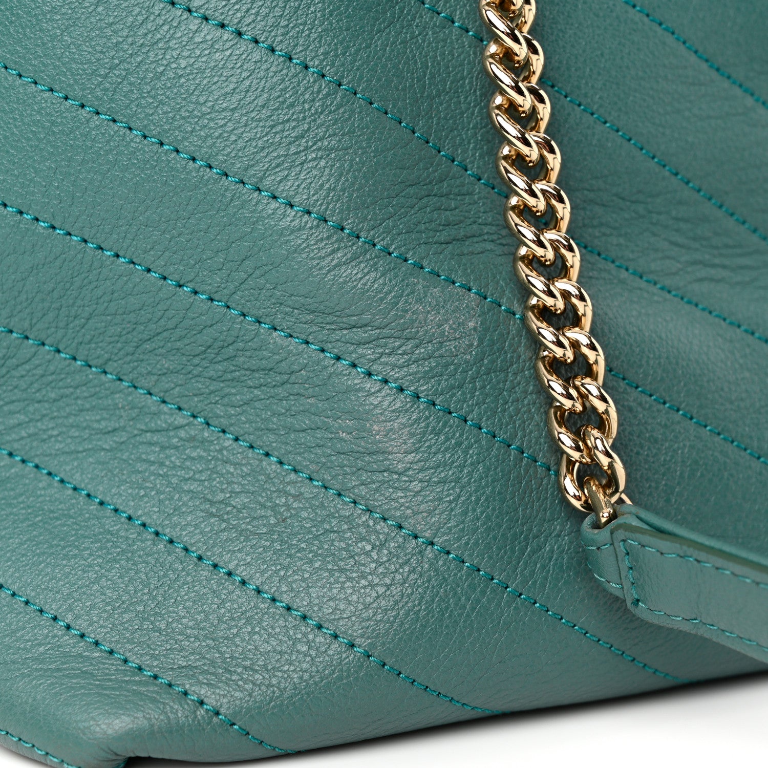 Chanel Calfskin Stitched Large Chevron Chic Shopping Bag Blue 14 of 19