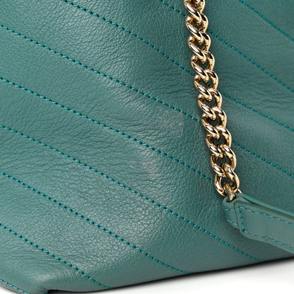 Chanel Calfskin Stitched Large Chevron Chic Shopping Bag Blue 14 of 19