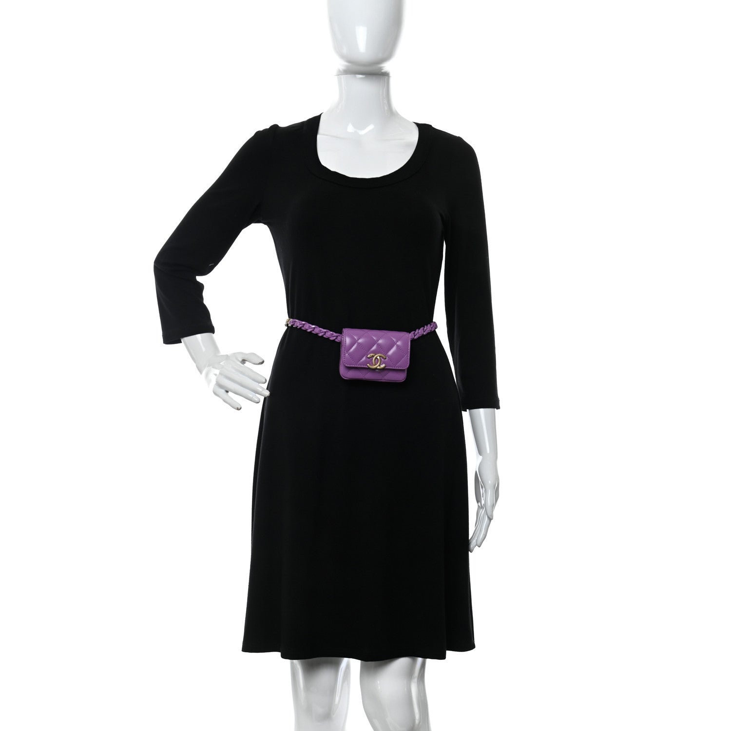 Chanel Lambskin Lacquered Metal Quilted Flap Chain Belt Bag Purple 2 of 13