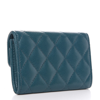 Chanel Caviar Quilted Flap Card Holder Dark Turquoise 2 of 8