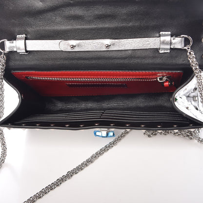 Valentino Garavani Metallic Nappa Rockstud Spike Wallet on Chain Silver 5 of 6