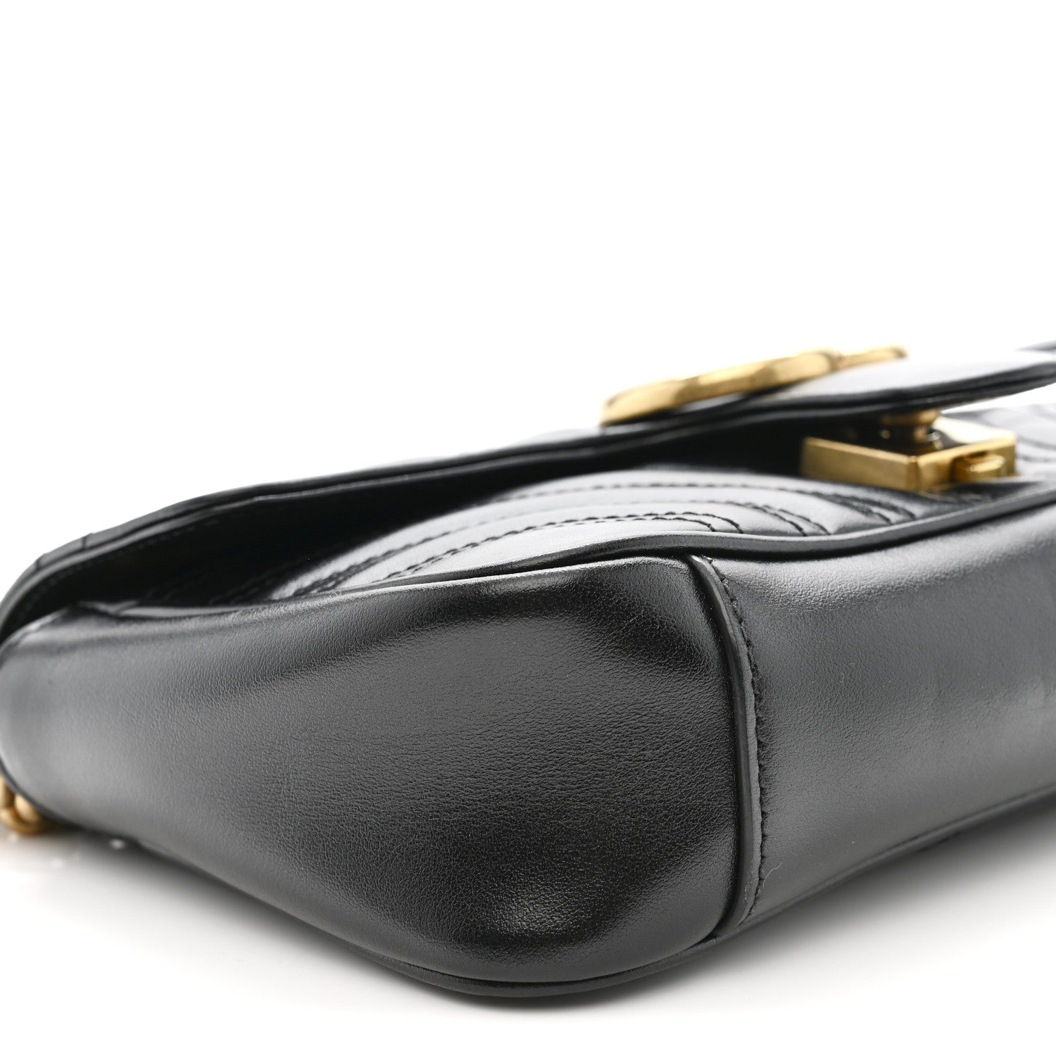 Gucci Calfskin Matelasse Mini GG Marmont Shoulder Bag Black 9 of 14