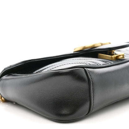Gucci Calfskin Matelasse Mini GG Marmont Shoulder Bag Black 9 of 14