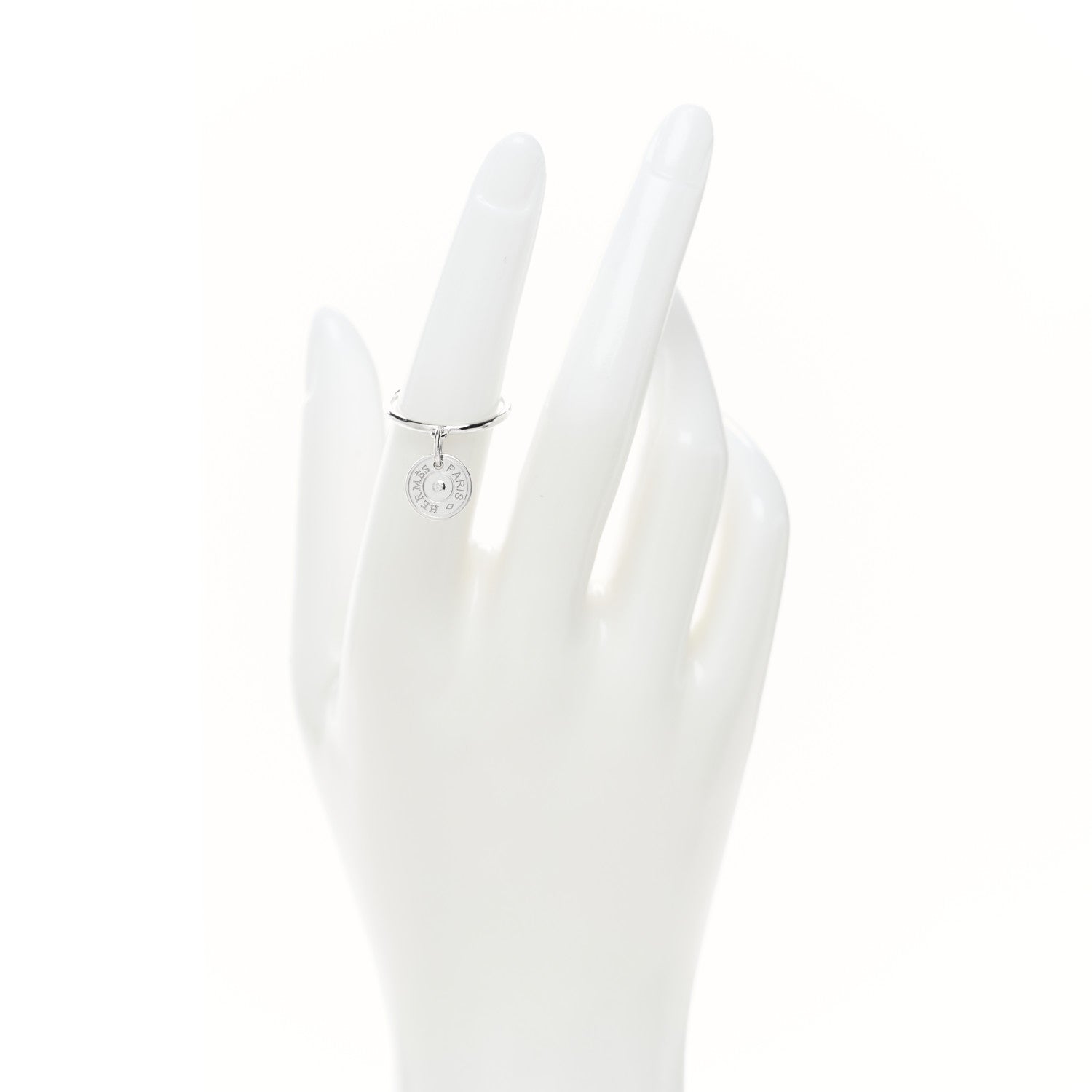 Hermes 18K White Gold Diamond Gambade Ring 51 5.75 2 of 5