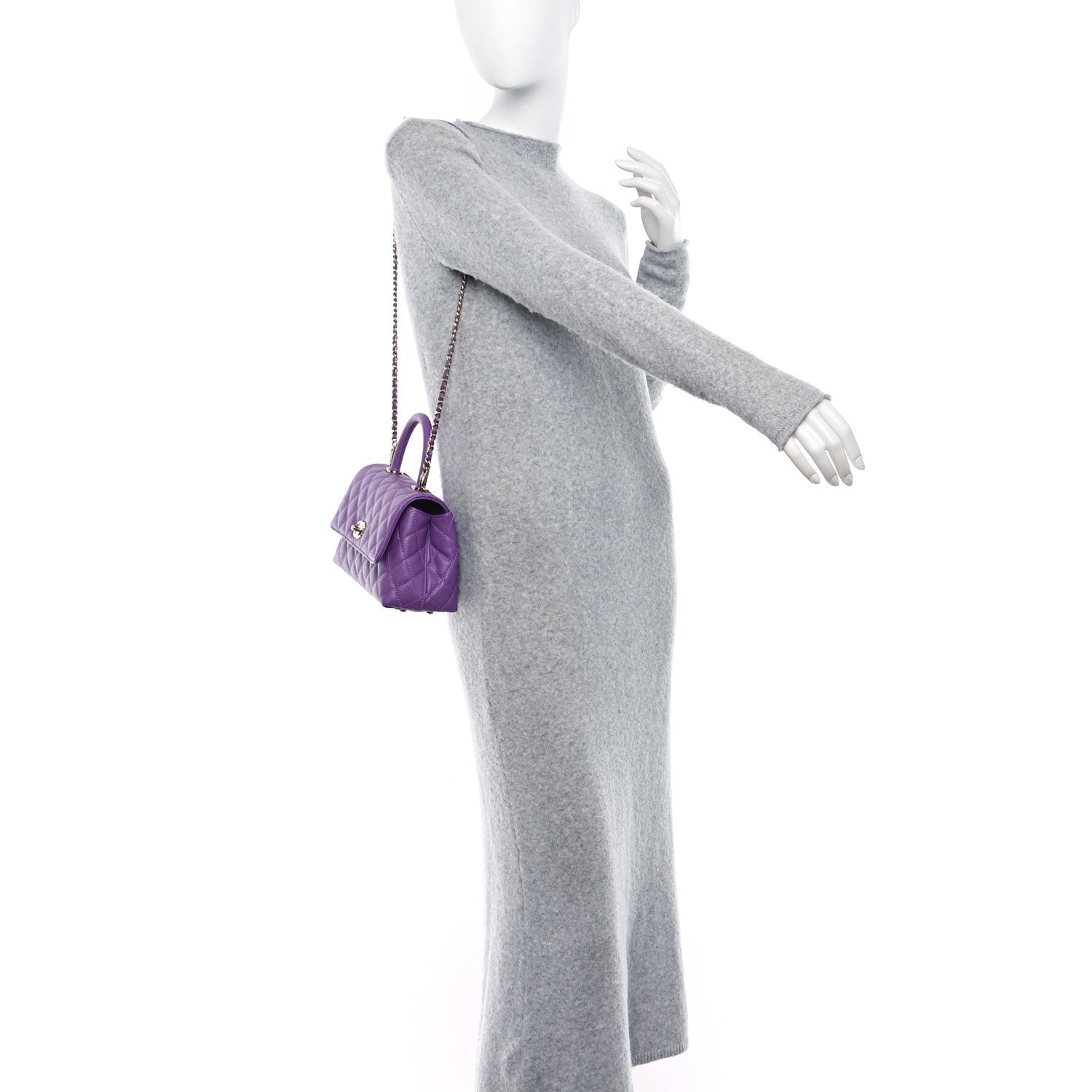 Chanel Caviar Quilted Mini Coco Handle Flap Purple 2 of 9