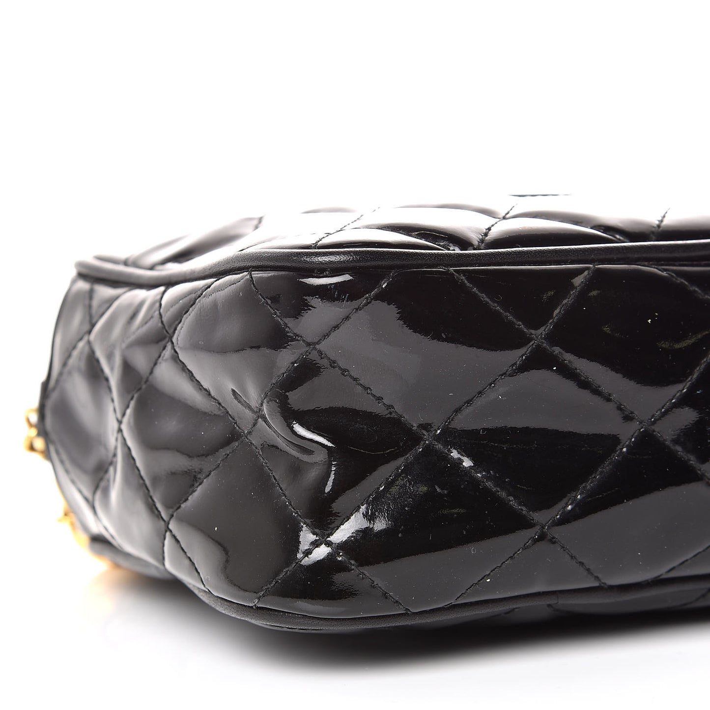 Patent Tassel Quilted Shoulder Bag Black