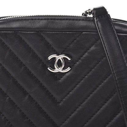 Chanel Lambskin Chevron Quilted Small Promenade Camera Black 10 of 11