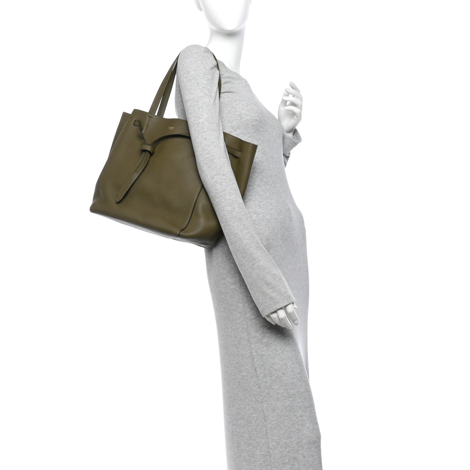 Celine Soft Grained Calfskin Small Belt Cabas Phantom Khaki 2 of 10