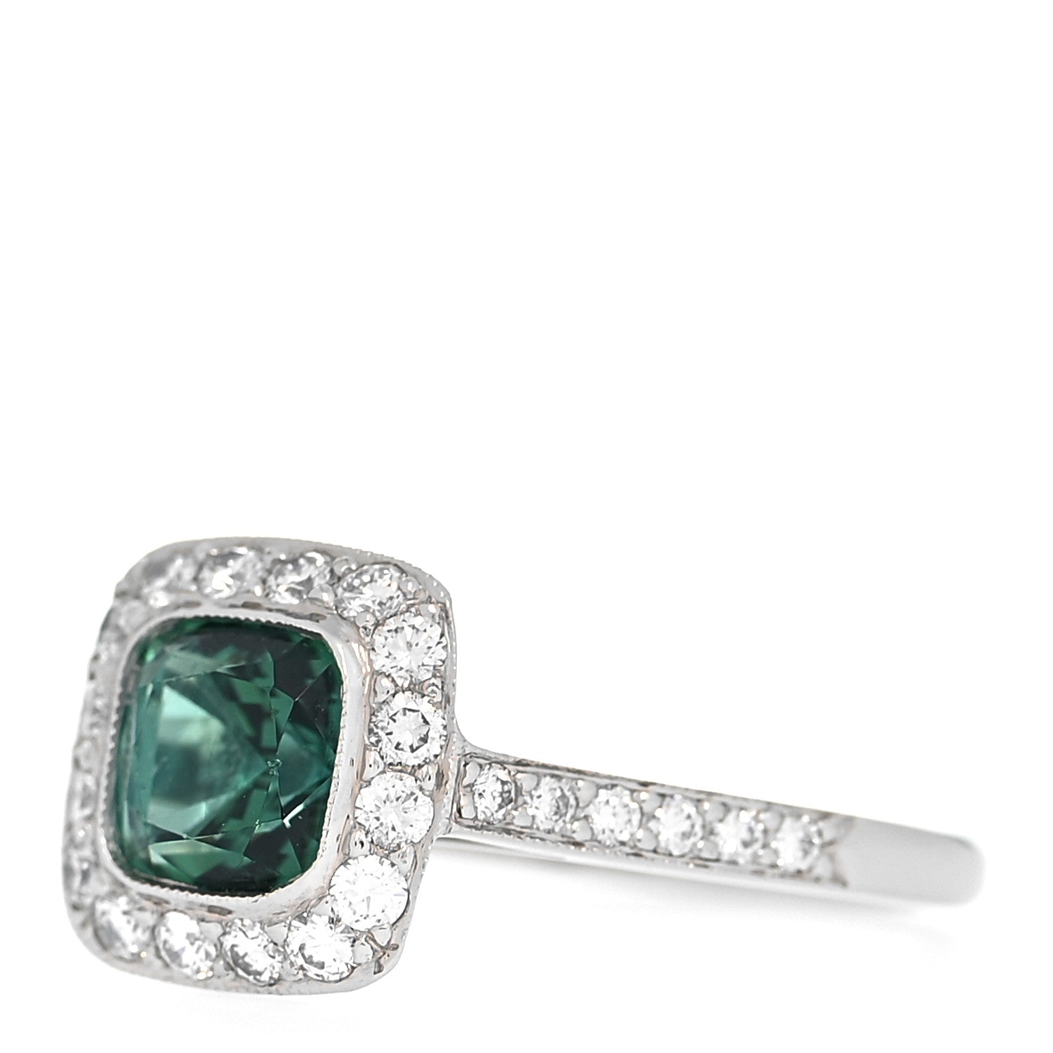Tiffany Platinum Diamond Green Tourmaline Legacy Ring 46 3.75 3 of 10