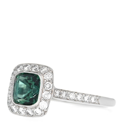 Tiffany Platinum Diamond Green Tourmaline Legacy Ring 46 3.75 3 of 10