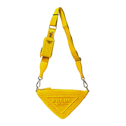 Prada Yarn Raffia Effect Crochet Triangle Shoulder Bag Giallo 1 of 12