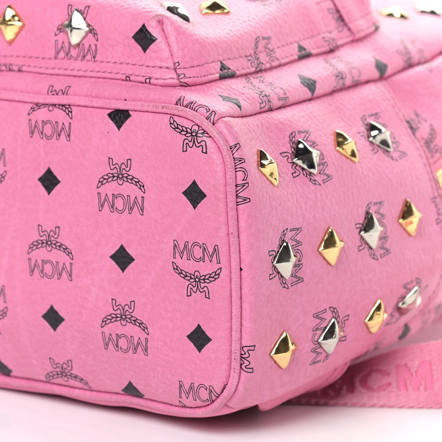 MCM Visetos Small Studded Stark Backpack Pink 8 of 12