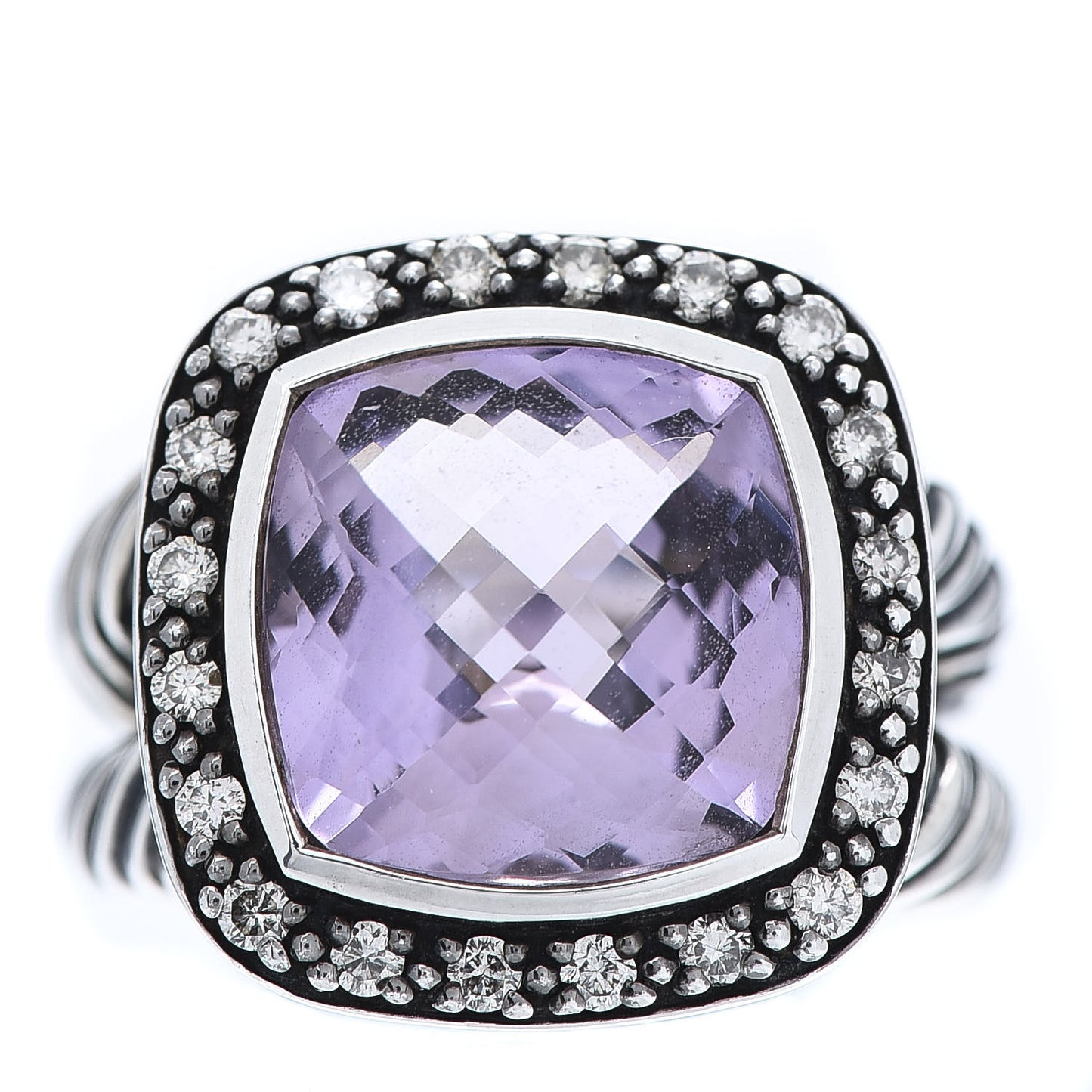 Sterling Silver Diamond Amethyst 11mm Albion Ring 49 5