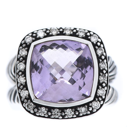 David Yurman Sterling Silver Diamond Amethyst 11mm Albion Ring 49 5 1 of 6