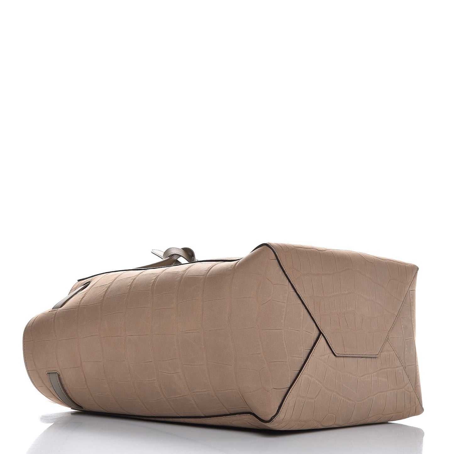 Crocodile Embossed Nubuck Medium Belt Cabas Phantom Beige