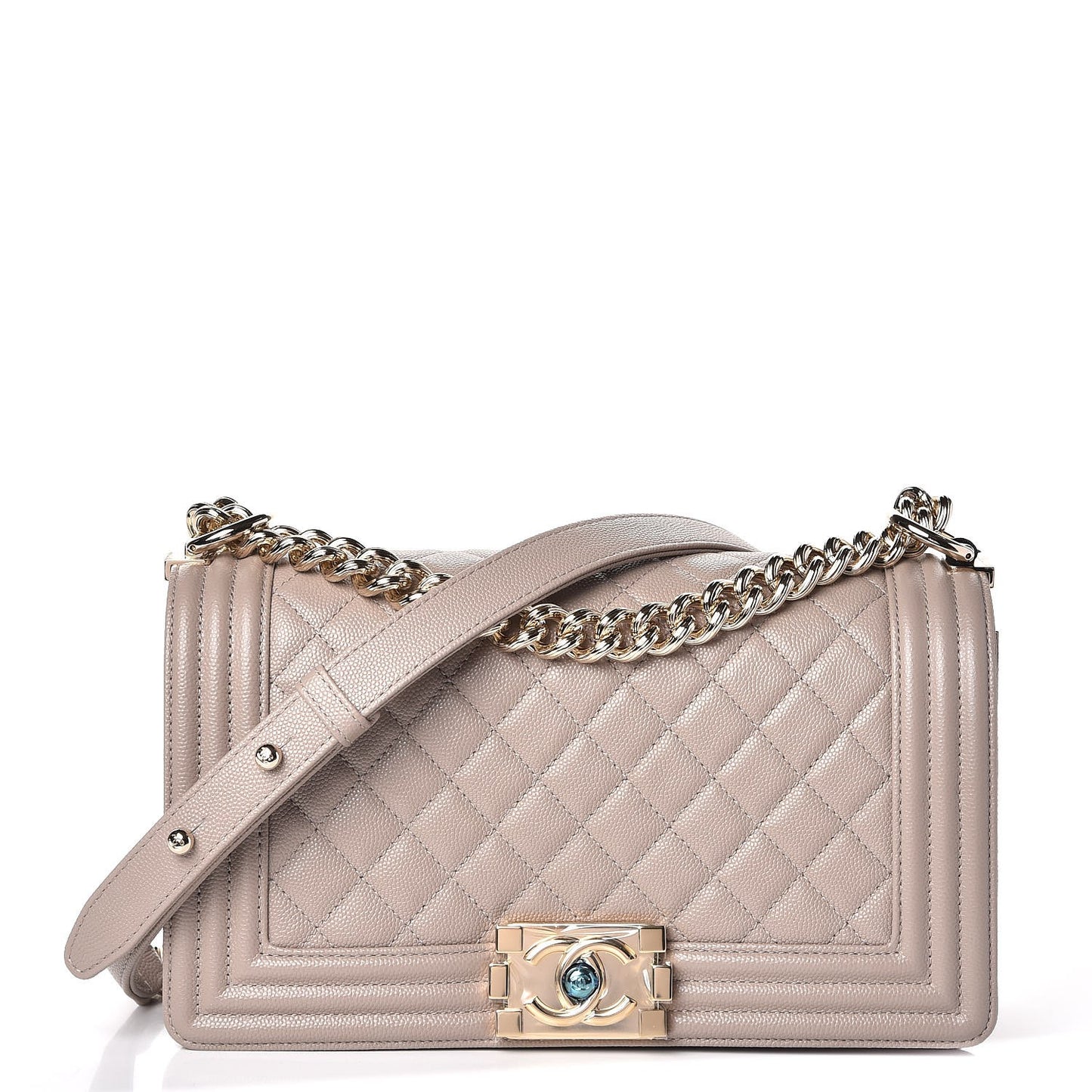 Caviar Quilted Medium Boy Flap Dark Beige