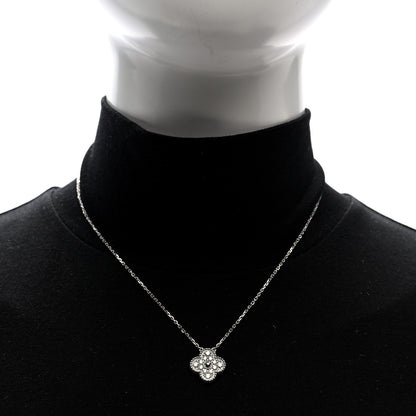 Van Cleef & Arpels 18K White Gold Diamond Vintage Alhambra Pendant Necklace 2 of 5