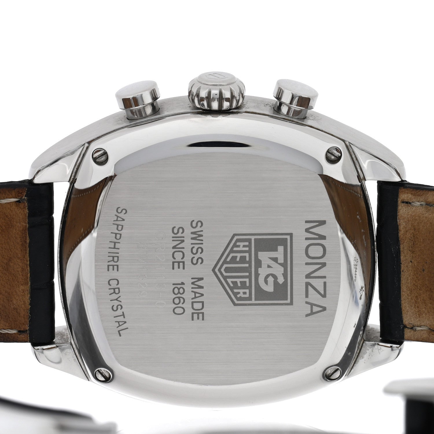 Tag Heuer Stainless Steel Alligator 38mm Monza Chronograph Automatic Watch Black CR2113-0 4 of 4