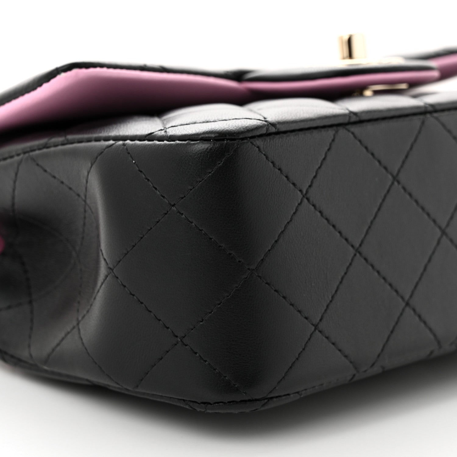 Chanel Lambskin Quilted Bi-Color Mini Top Handle Rectangular Flap Black Lilac 9 of 11
