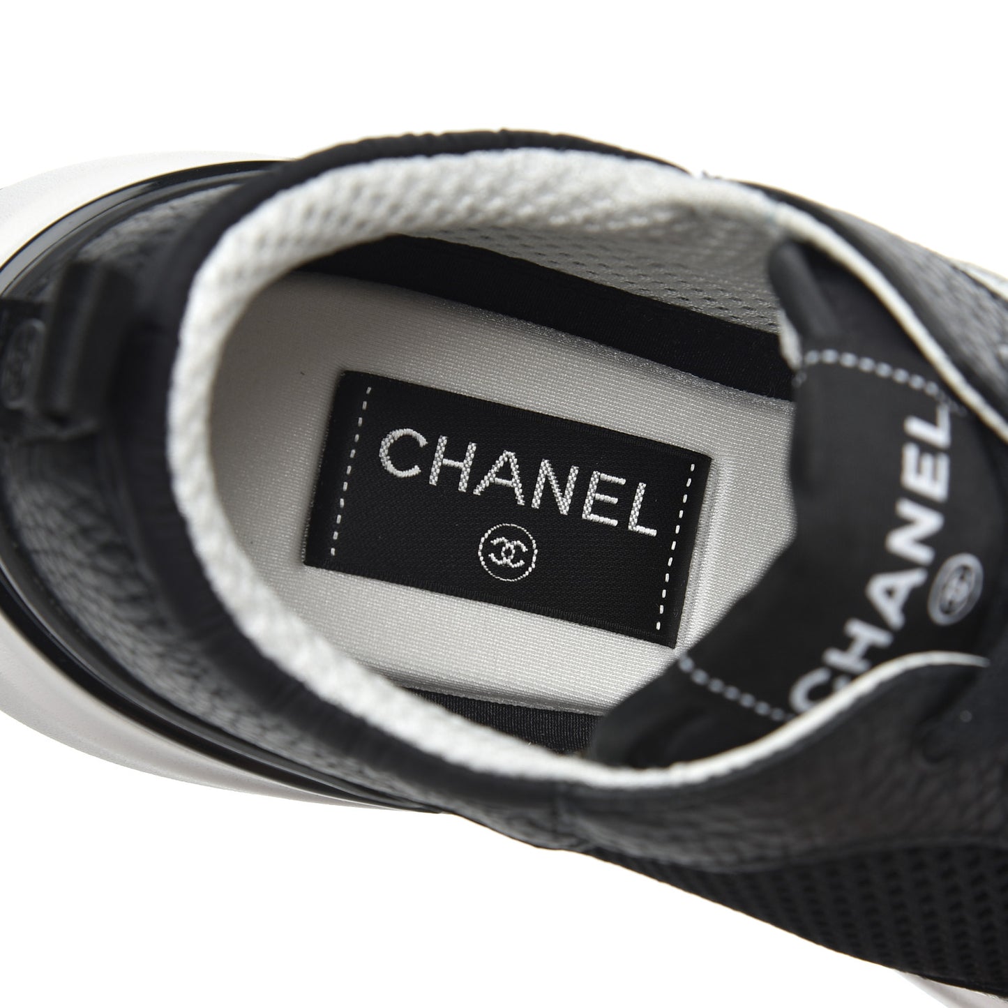 Calfskin Mesh Lycra Suede Womens Logo Sneakers 38.5 Black