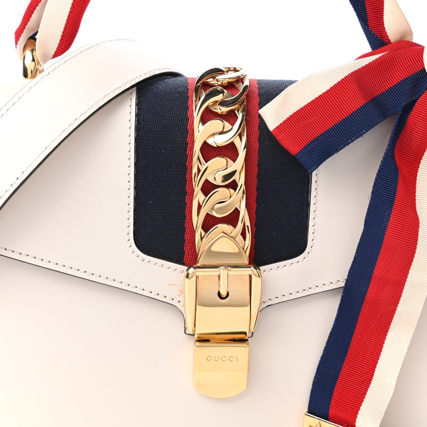 Gucci Calfskin Small Sylvie Shoulder Bag Off White 10 of 11