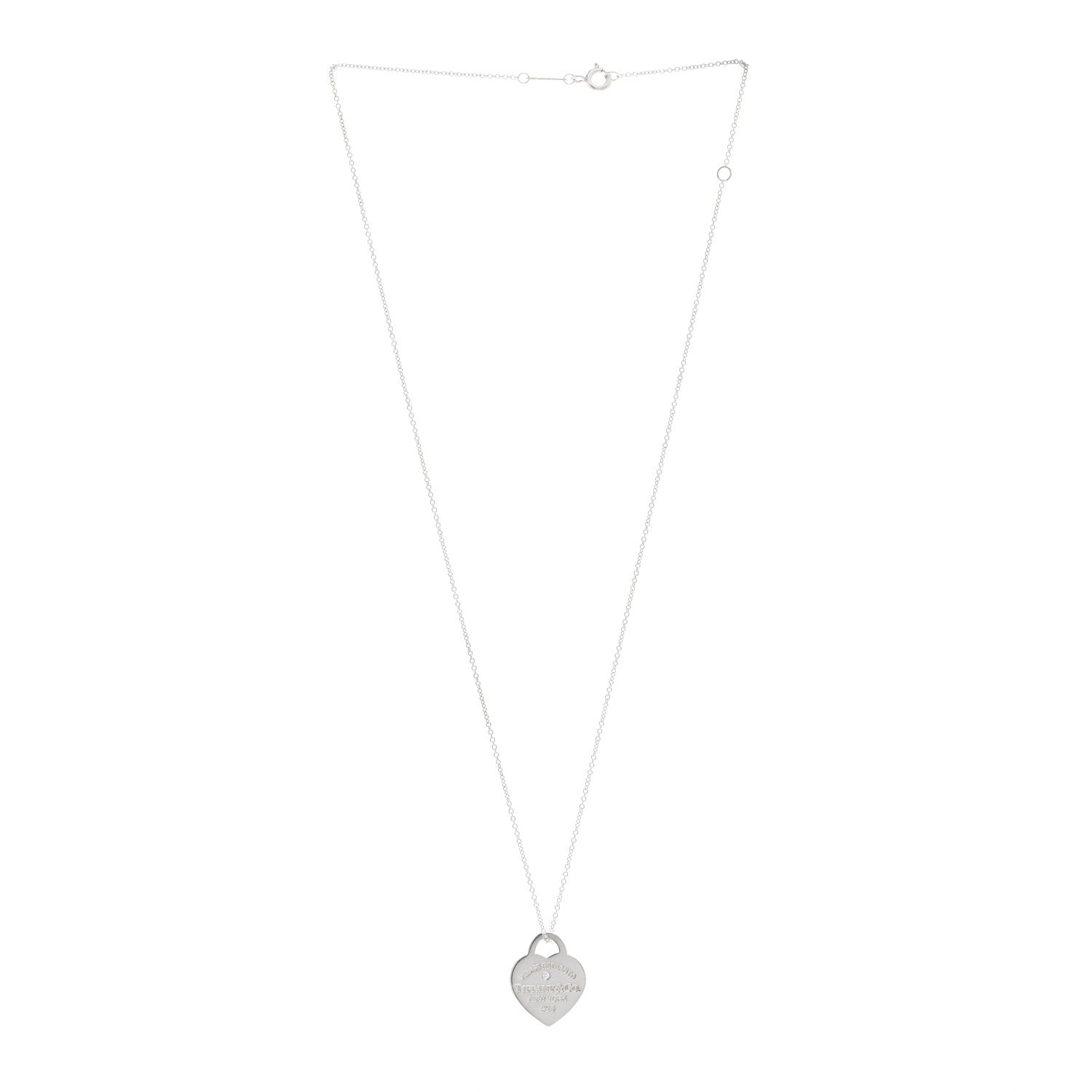 Tiffany Sterling Silver Diamond Small Return to Tiffany Heart Pendant Necklace 3 of 5