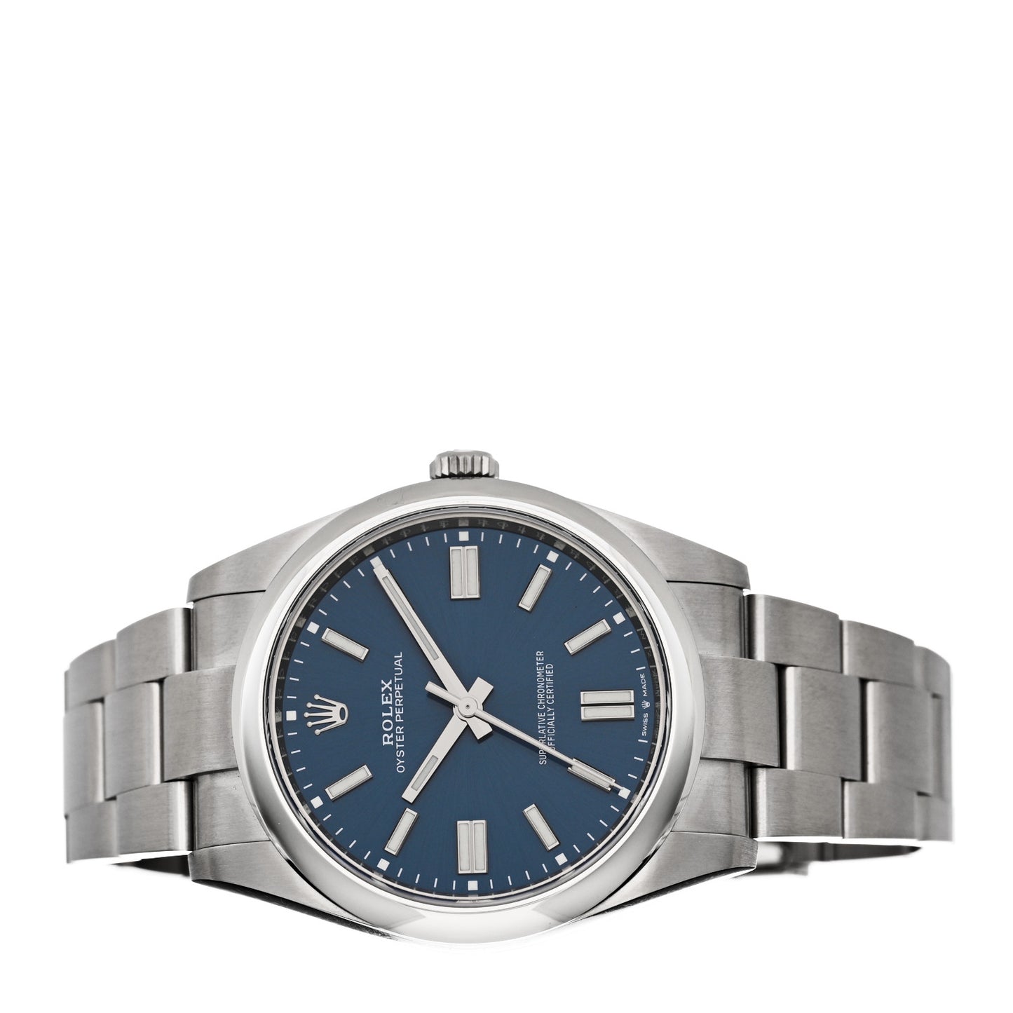 Stainless Steel 41mm Oyster Perpetual Watch Bright Blue 124300
