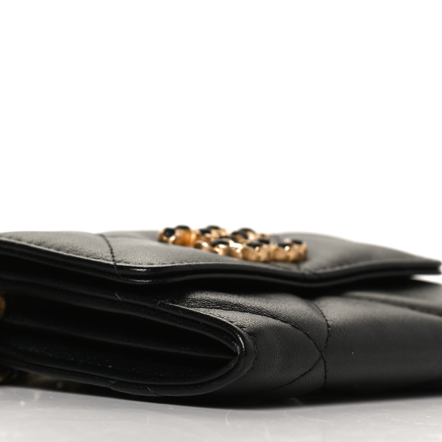 Lambskin Quilted Chanel 19 Flap Coin Purse With Chain Black