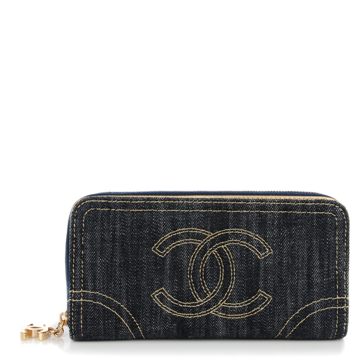 Chanel Denim CC Zip Around Wallet 1 of 9