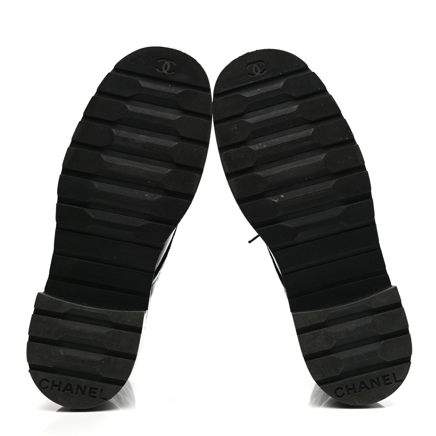 Shiny Calfskin Quilted Lace Up Combat Boots 40.5 Black