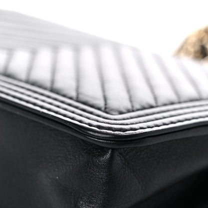 Chanel Calfskin Chevron Boy Wallet On Chain WOC Black 12 of 15