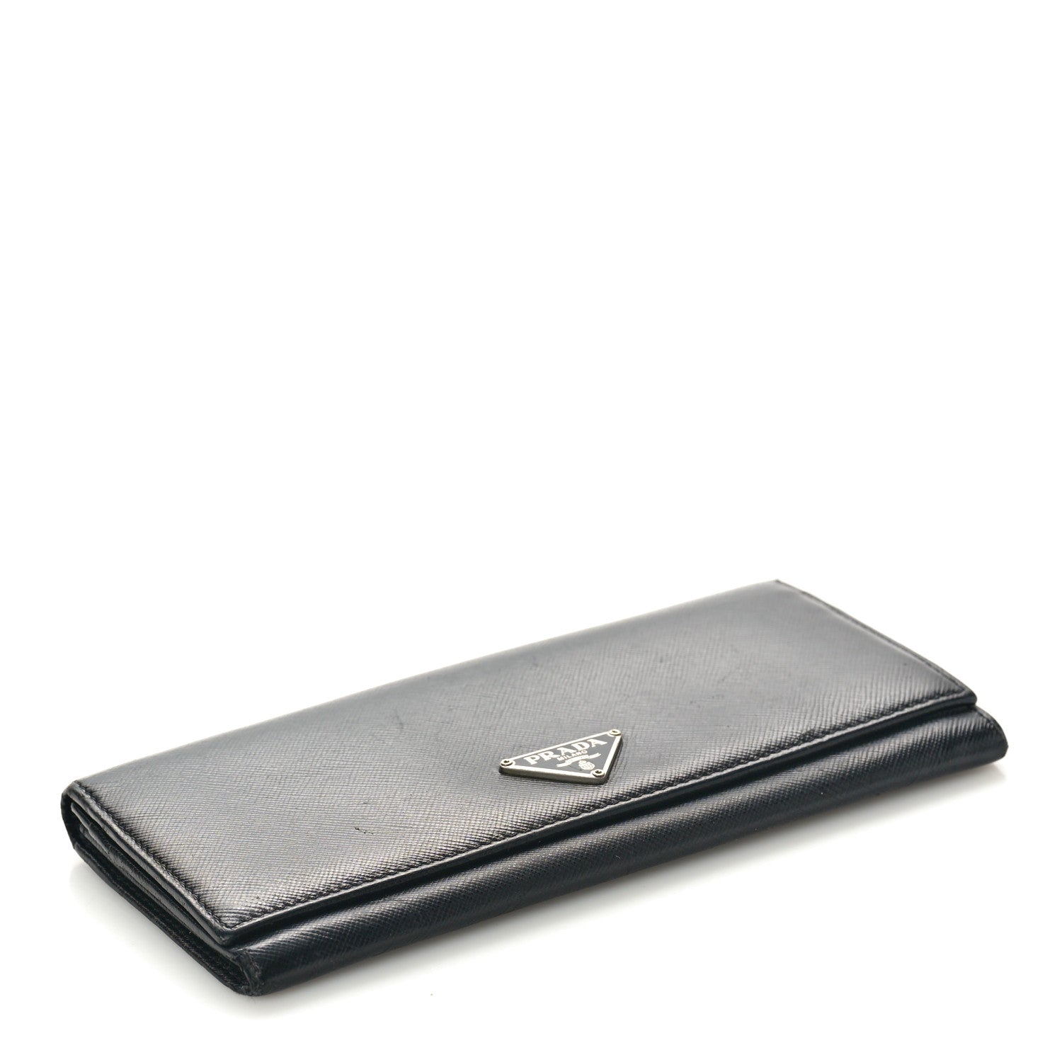Prada Saffiano Triangle Continental Flap Wallet Black 4 of 9