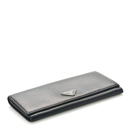 Prada Saffiano Triangle Continental Flap Wallet Black 4 of 9