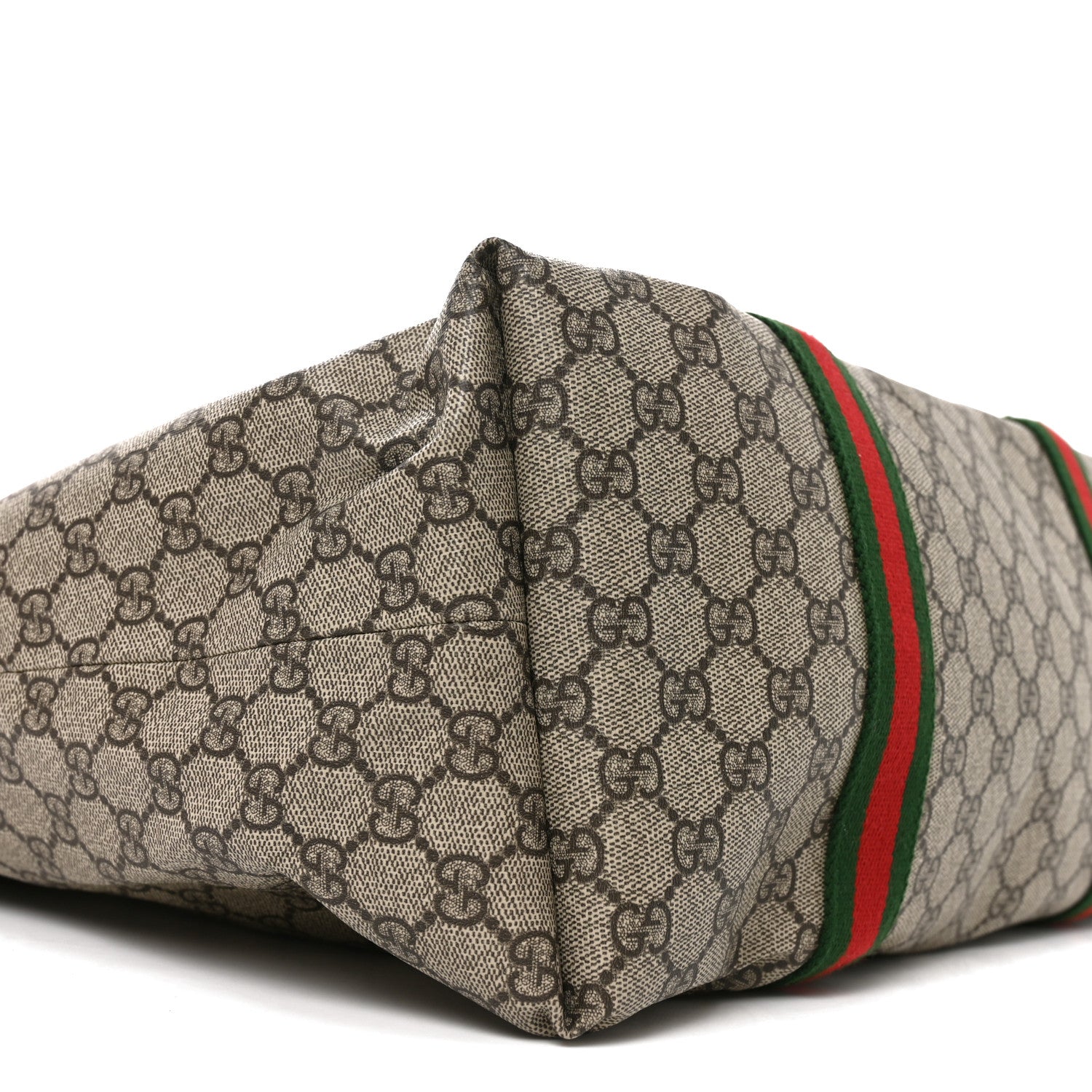 Gucci Tender GG Supreme Monogram Textured Dollar Calfskin Web Tote Beige Ebony New Acero 9 of 10