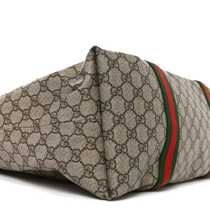 Gucci Tender GG Supreme Monogram Textured Dollar Calfskin Web Tote Beige Ebony New Acero 9 of 10