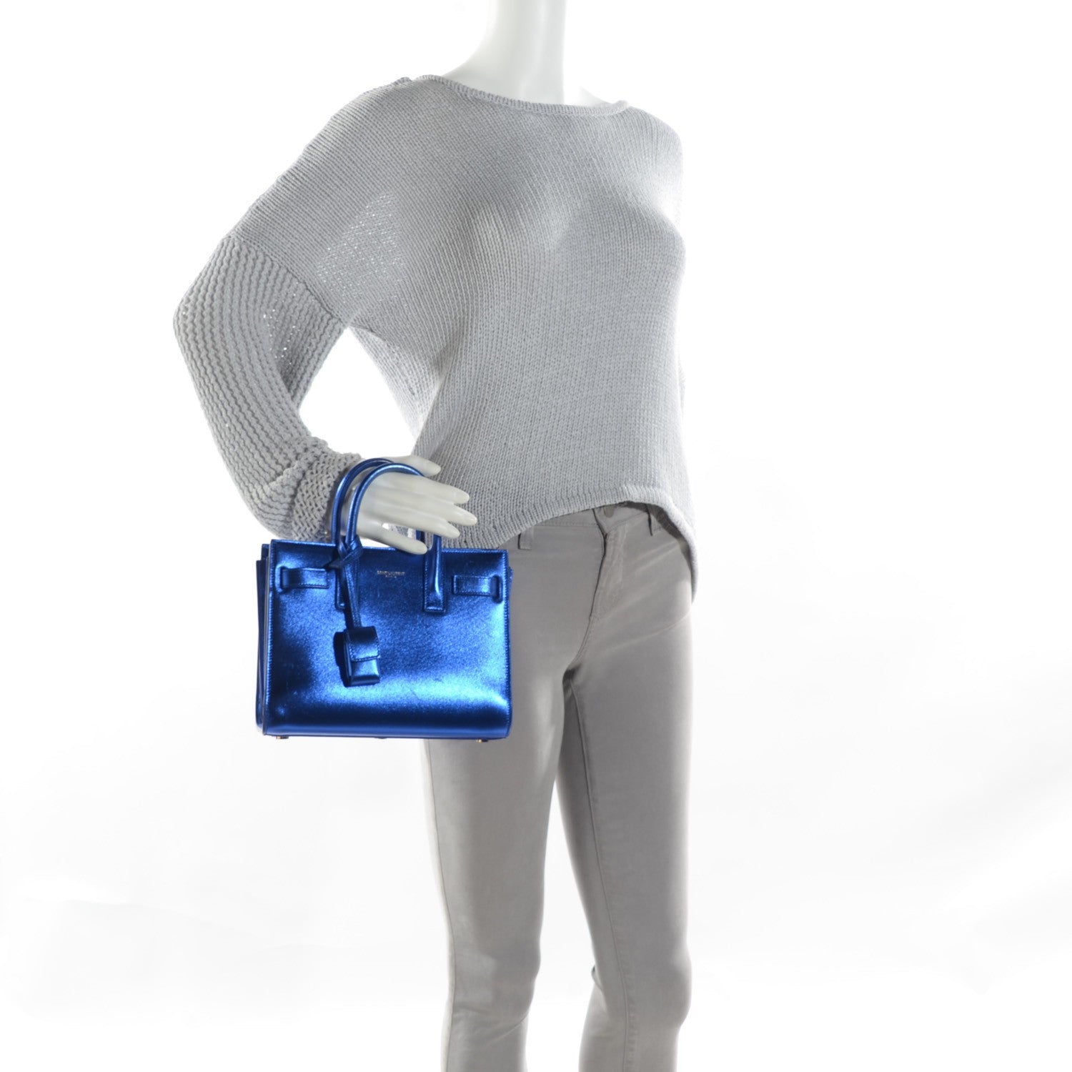 Saint Laurent Metallic Calfskin Nano Sac De Jour Royal Blue 2 of 8
