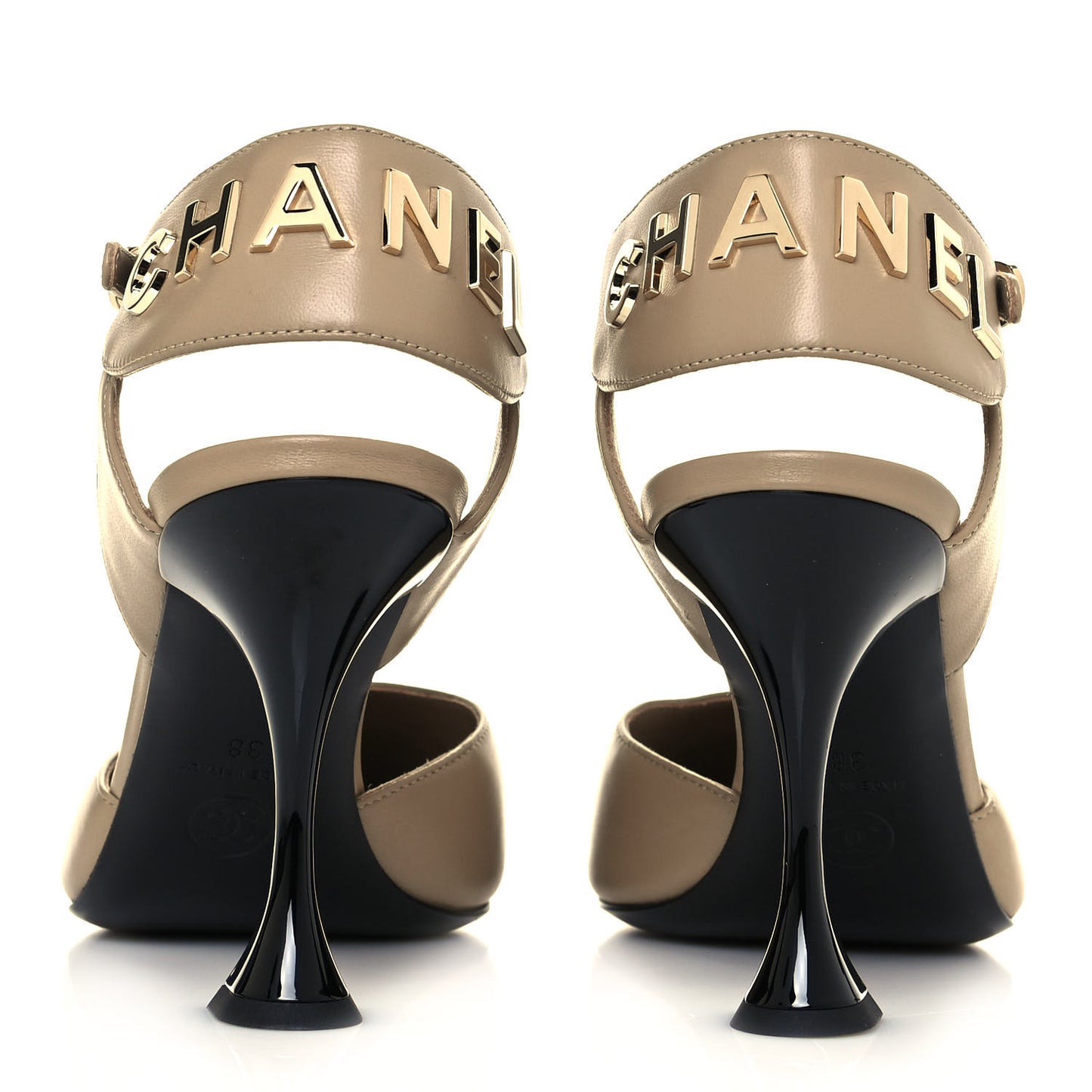 Lambskin Velvet Cap Toe Logo Pumps 38 Beige Black