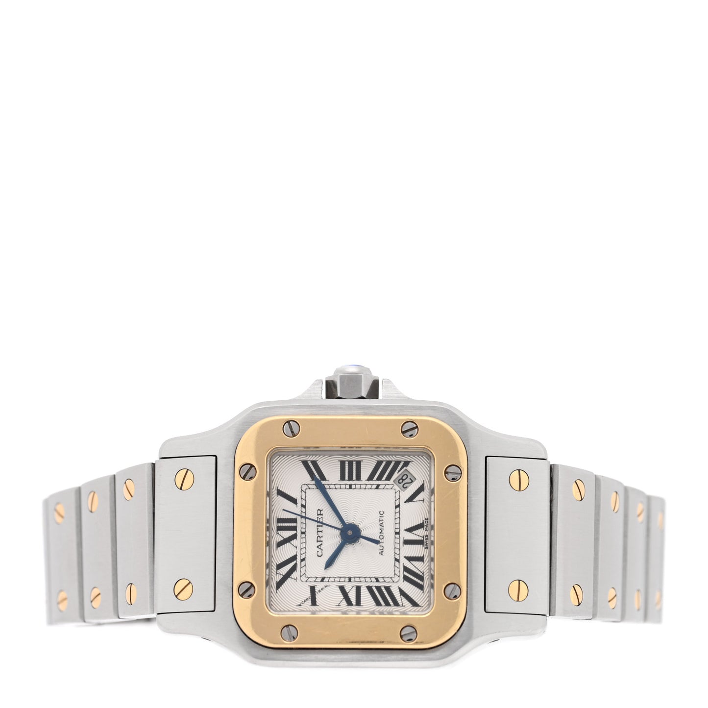Stainless Steel 18K Yellow Gold 24mm Santos De Cartier Galbee Automatic Watch
