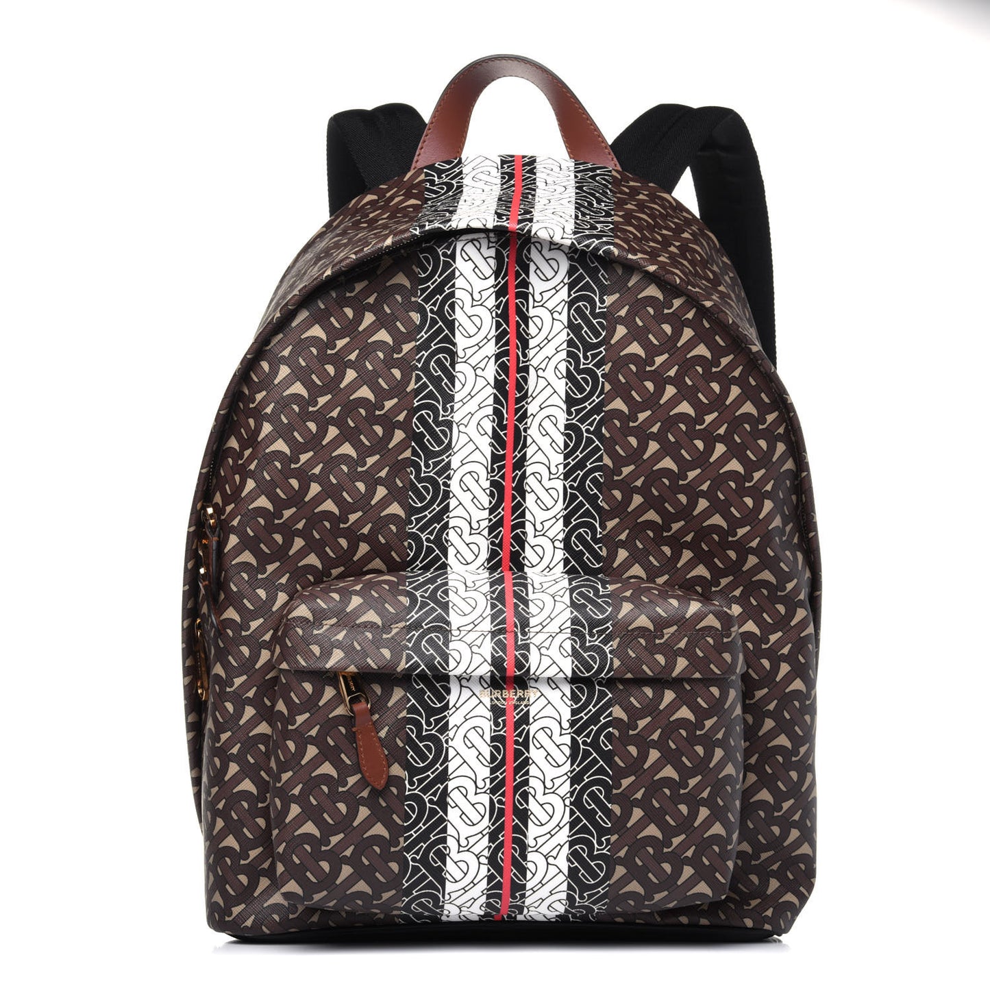 E-Canvas Monogram Stripe Backpack Bridle Brown