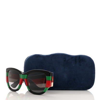 Gucci Acetate Web Oversized Frame Rectangle Sunglasses GG0276S Black Multicolor 8 of 8