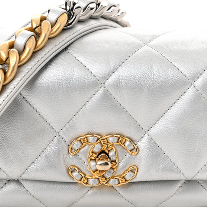 Chanel Metallic Goatskin Quilted Chanel 19 Waist Bag Silver 8 of 10