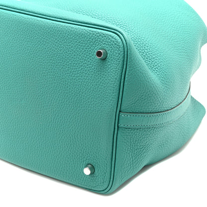 Hermes Taurillon Clemence Swift Eclat Picotin Lock 22 MM Vert Verone Bleu De Prusse 10 of 10