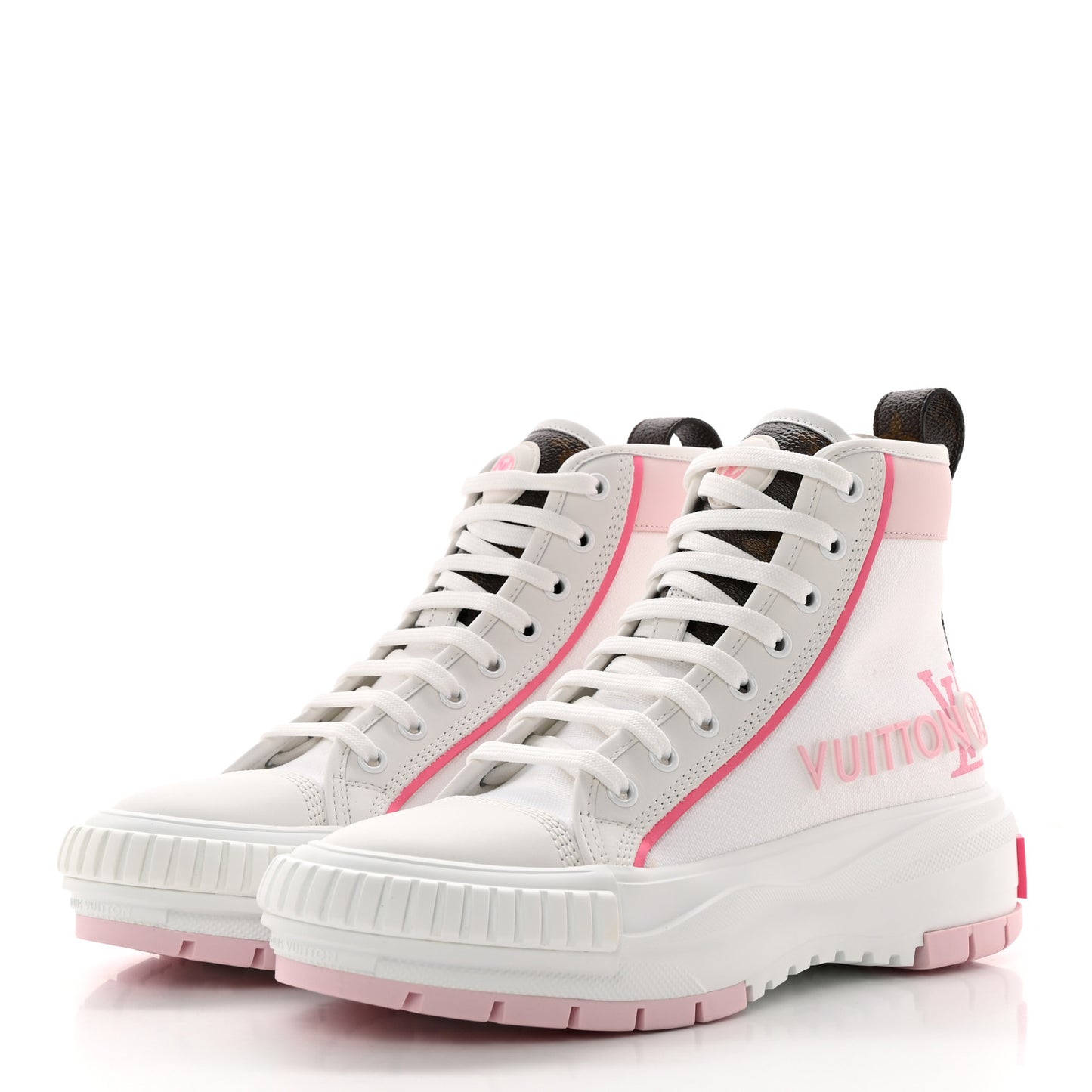 Canvas Monogram LV Squad Sneaker Boots 36.5 White Pink
