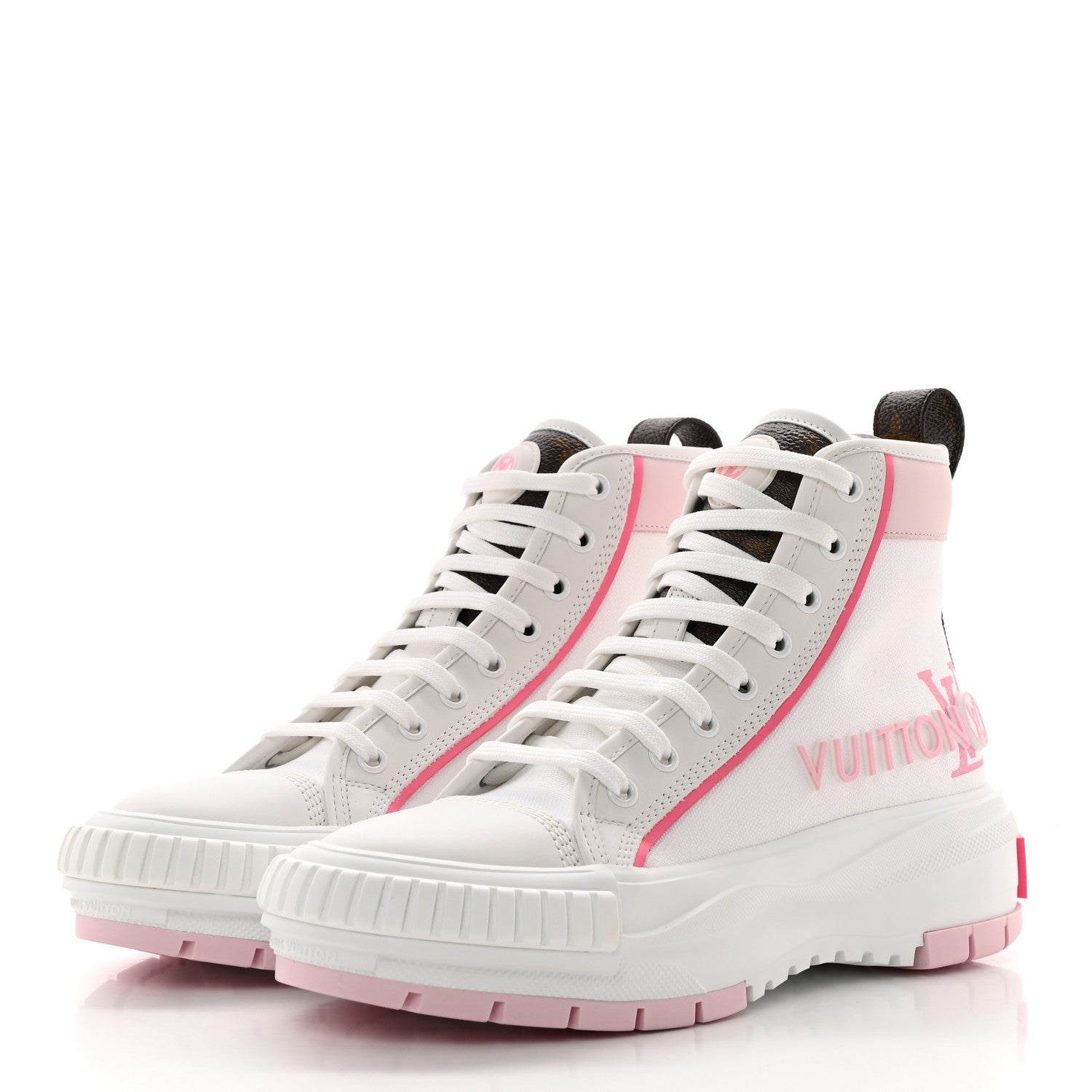 Louis Vuitton Canvas Monogram LV Squad Sneaker Boots 36.5 White Pink 3 of 11