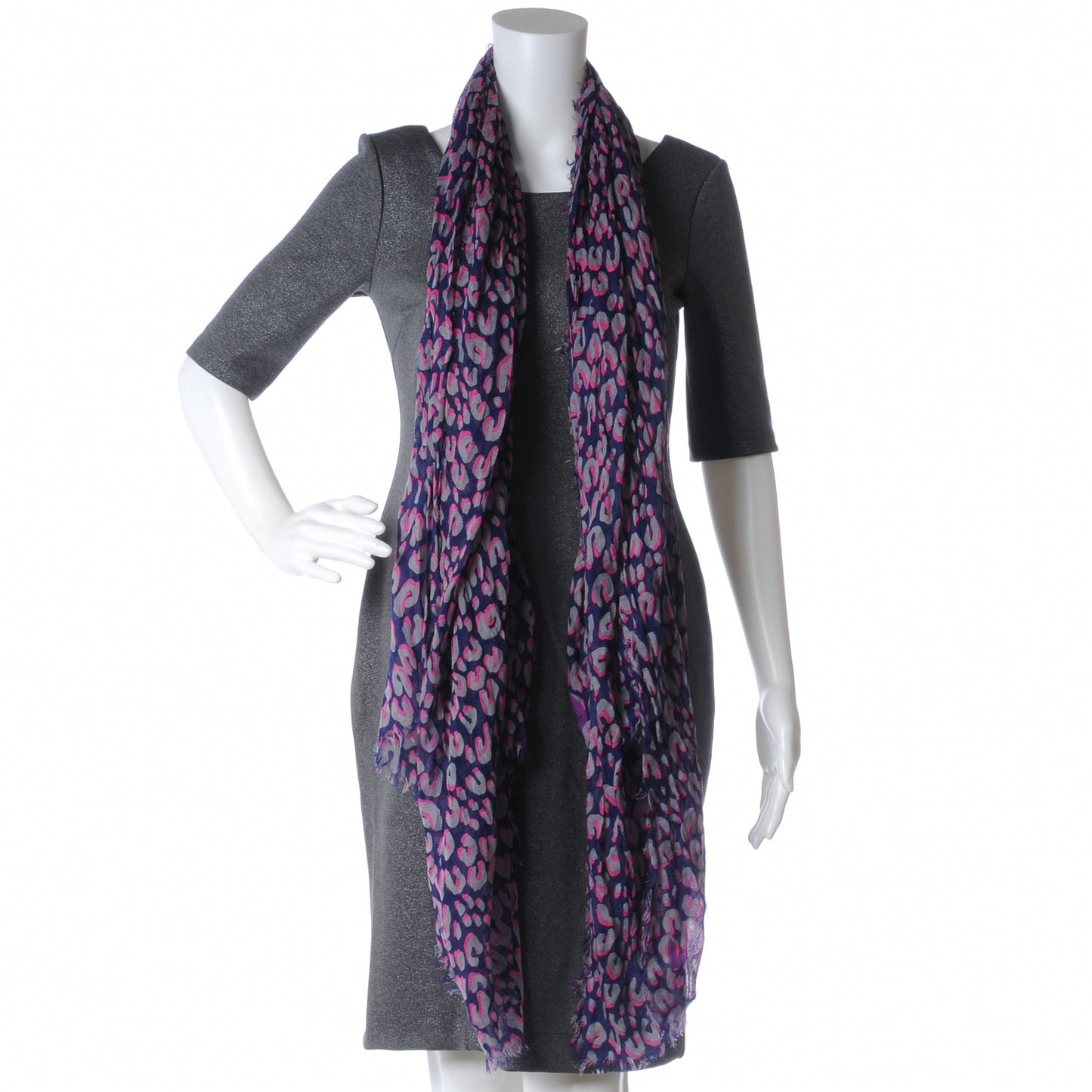 Sprouse Leopard Shawl Scarf Blue Nuit